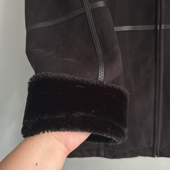 Liz Claiborne Faux Fur Shearling Coat Black Size Large - Picture 4 of 6